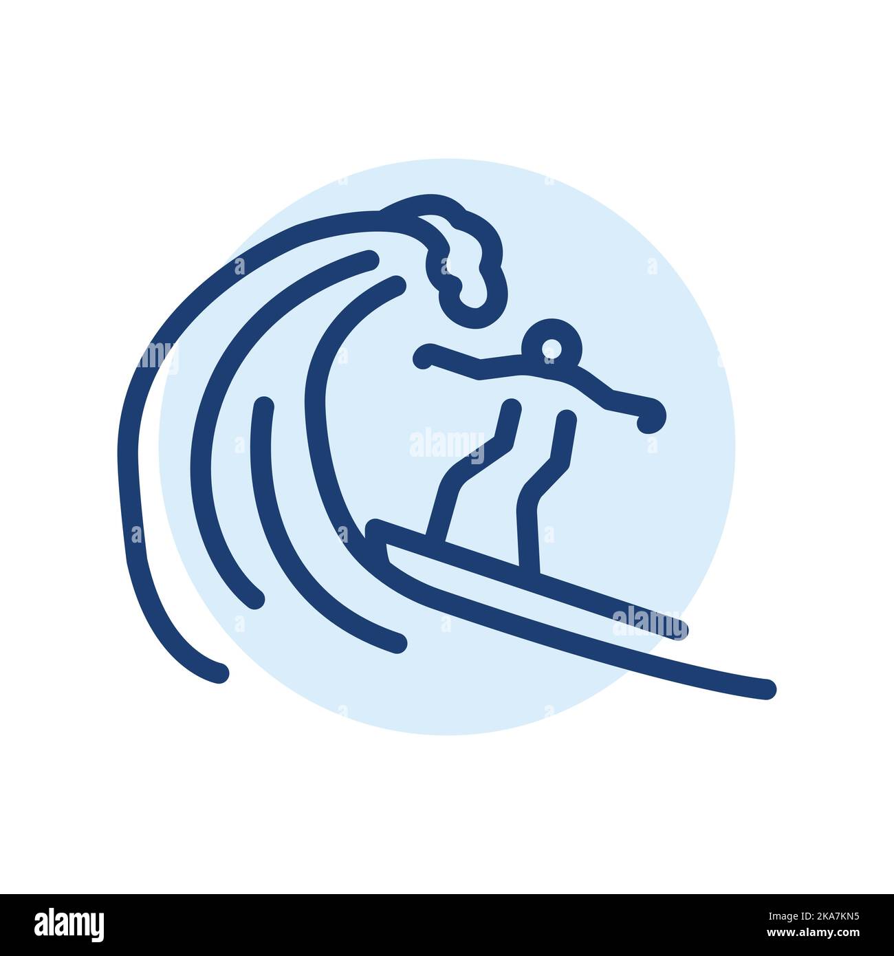 Symbol für die schwarze Linie beim Surfen. Wasseraktivität. Stock Vektor