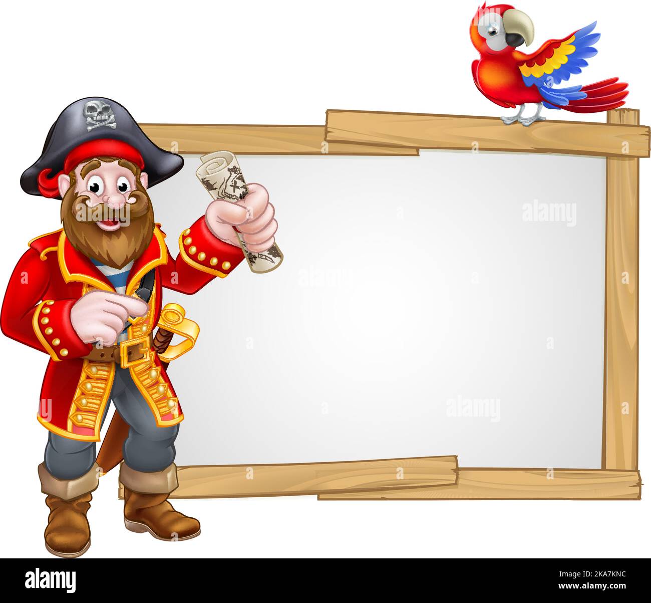 Piraten und Papagei Cartoon Hintergrund Stock Vektor