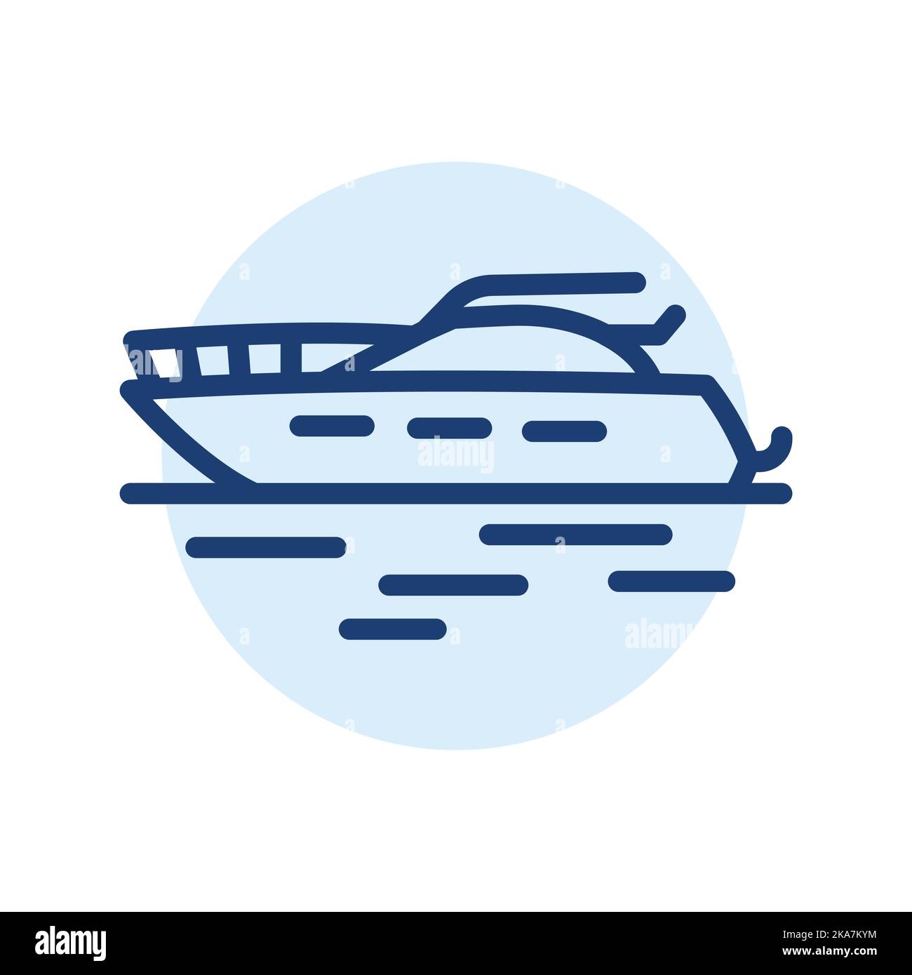 Schnellboot-Symbol mit schwarzer Linie. Wasseraktivität. Stock Vektor