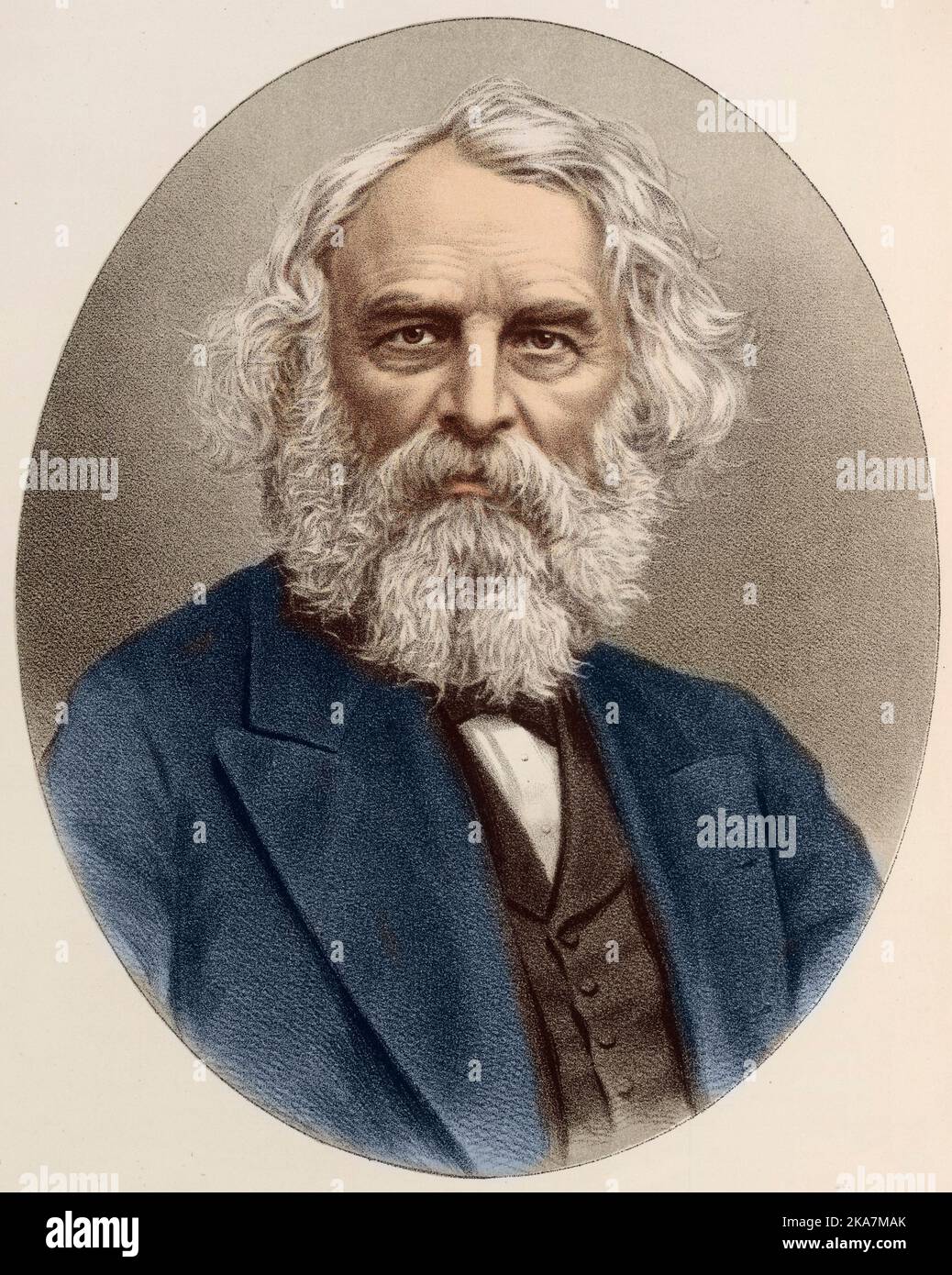 Portrait de Henry Wadsworth Longfellow (1807-1882), poete americain. Stockfoto