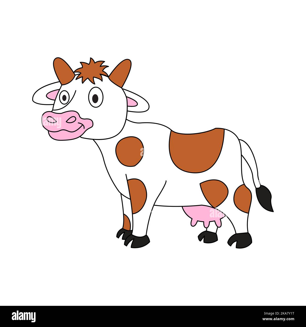 Niedliches Tier der Kuh auf Cartoon-Version, Vektor-Illustration Stock Vektor
