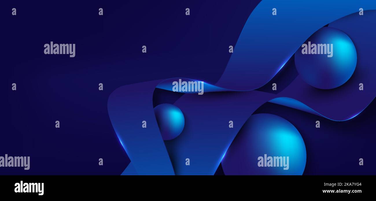 Abstraktes blaues Farbverlauf Metallic Band 3D Design überlappen mit runden Form Vorlage. Futuristischer Stil Kunstwerk Hintergrund. Vektor Stock Vektor