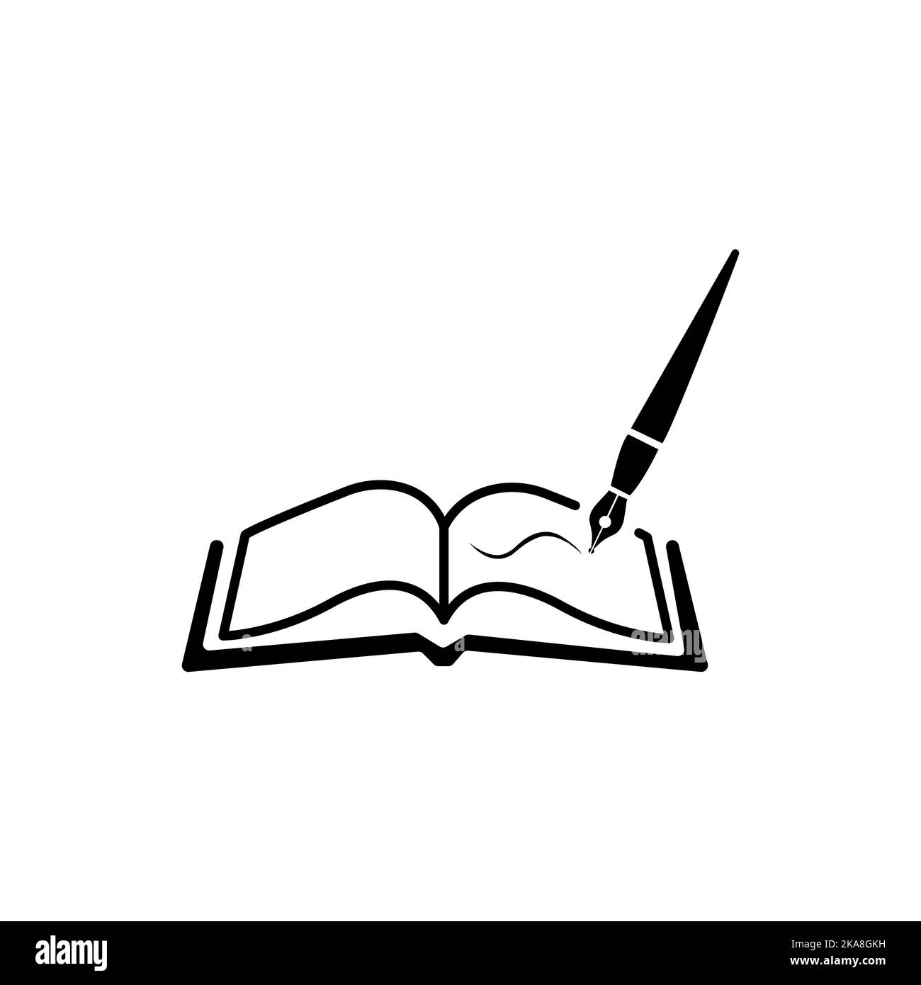 Design Der Notebook-Symbole. Buch mit Stiftsymbol isoliert auf weißem Hintergrund. Stock Vektor