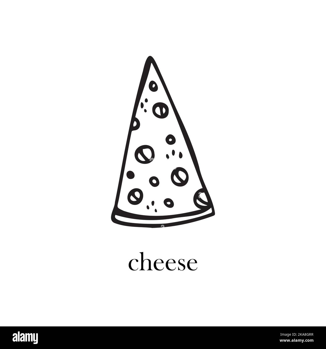 Vektordarstellung eines dreieckigen Käses mit Löchern. Milchprodukte. Stock Vektor