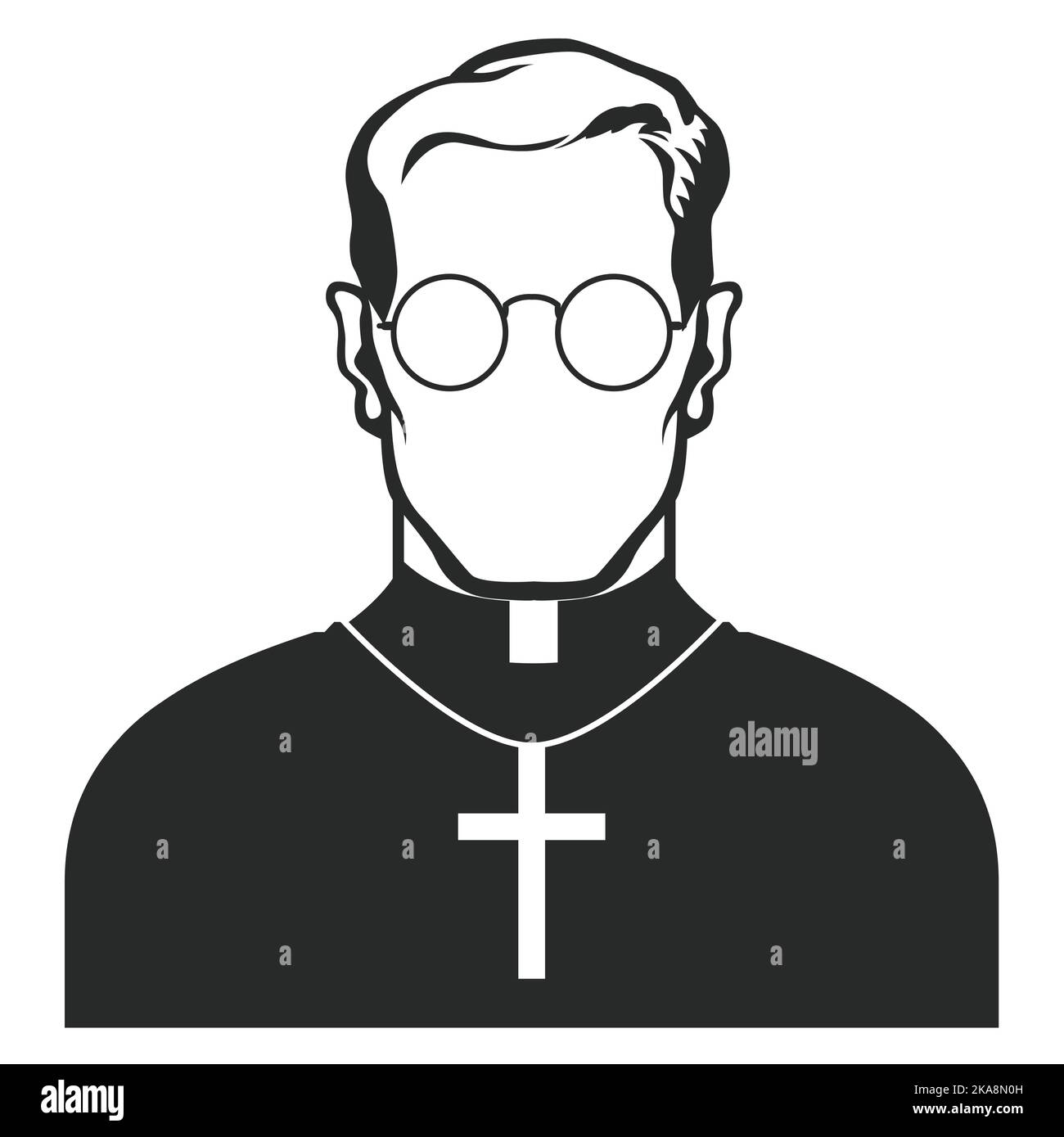 Katholischer Priester mit Kruzifix, Ikone des christlichen Pastors in specs, Vektor Stock Vektor