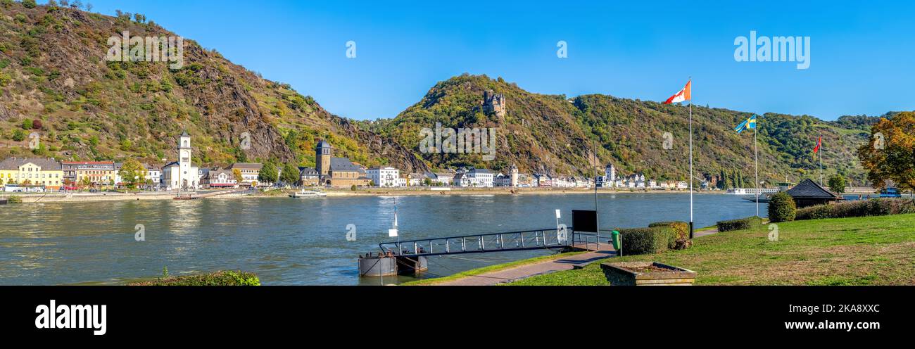Mittelrheintal zwischen Sankt Goar und Sankt Goarshausen, Deutschland Stockfoto