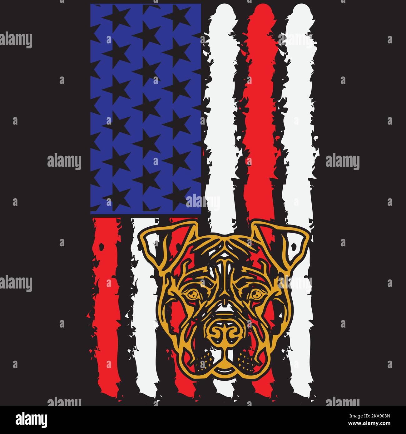 American Flag Dog T-Shirt im Design Stock Vektor