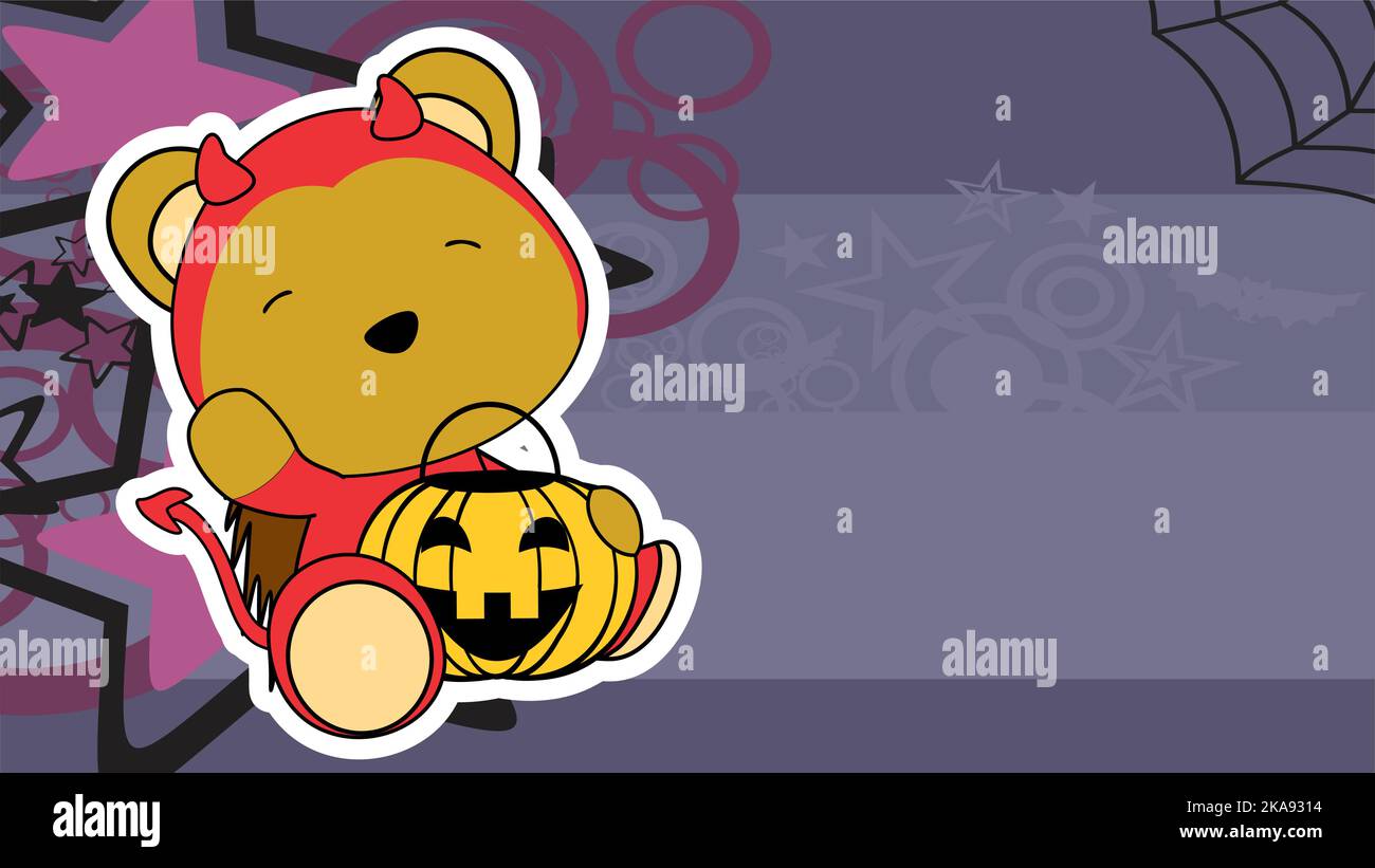 chibi halloween Stachelschwein böse Kostüm Charakter Cartoon Hintergrund Illustration im Vektor-Format Stock Vektor