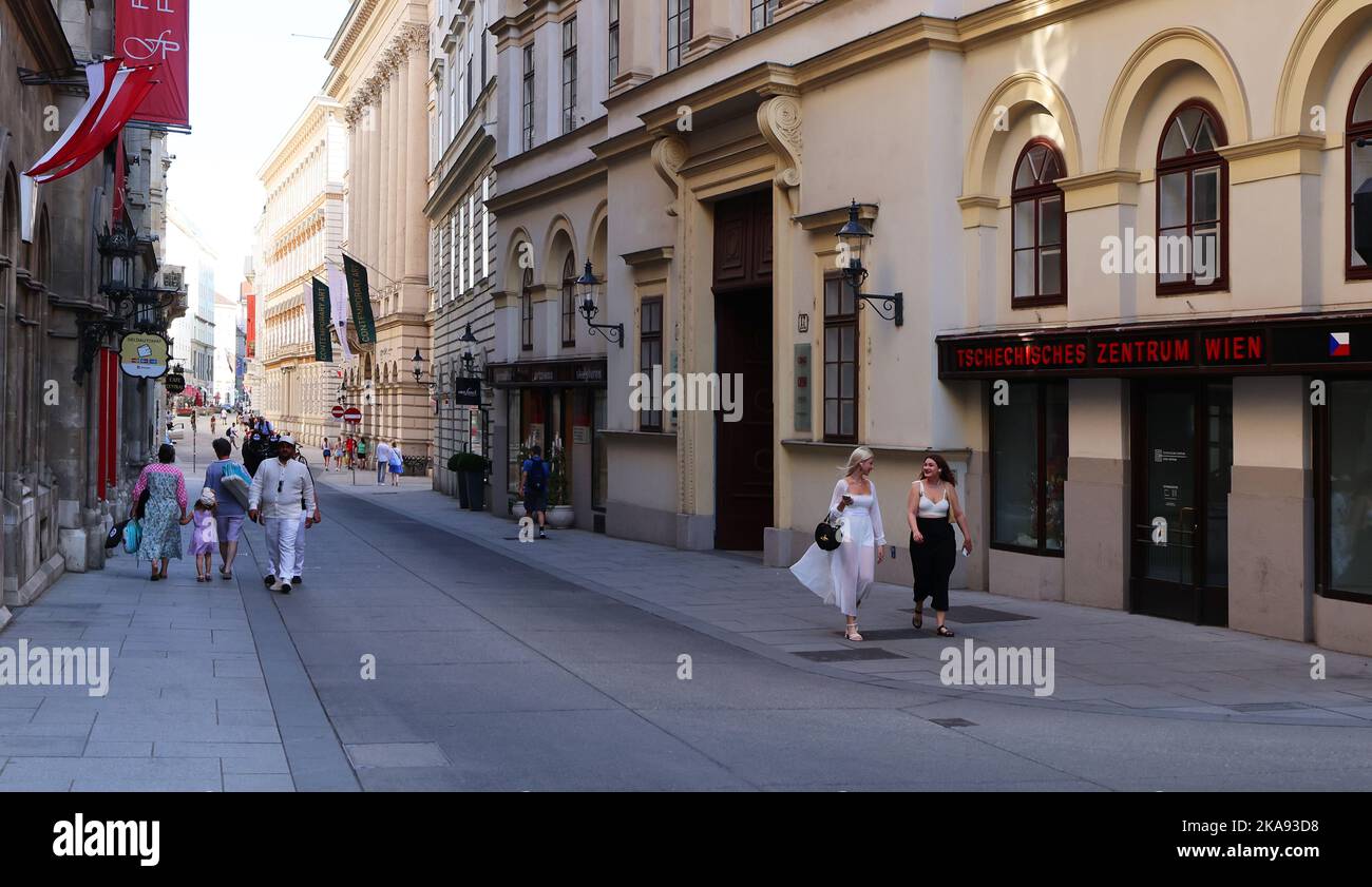 Wien, Wien Fußgängerzone, Shopping, Einkaufen, Flanieren, Einkaufsbummel in der Fußgängerzone in Wien Stockfoto