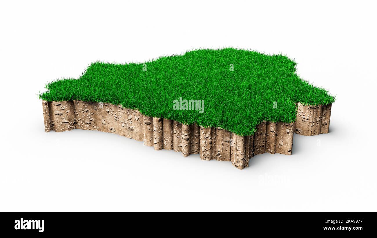 Eine darstellung von Weißrussland-Karte aus dem jahr 3D mit einer Grasstruktur, die auf weißem Hintergrund isoliert ist Stockfoto
