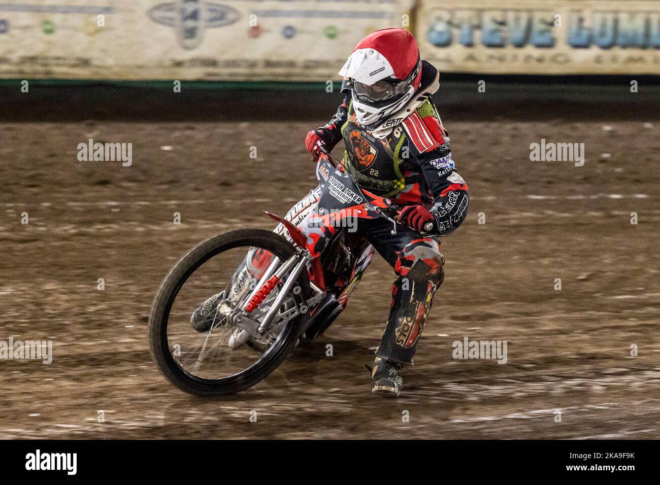 James Laker - Mildenhall Fen Tigers Speedway Rider. Actionportrait. Stockfoto