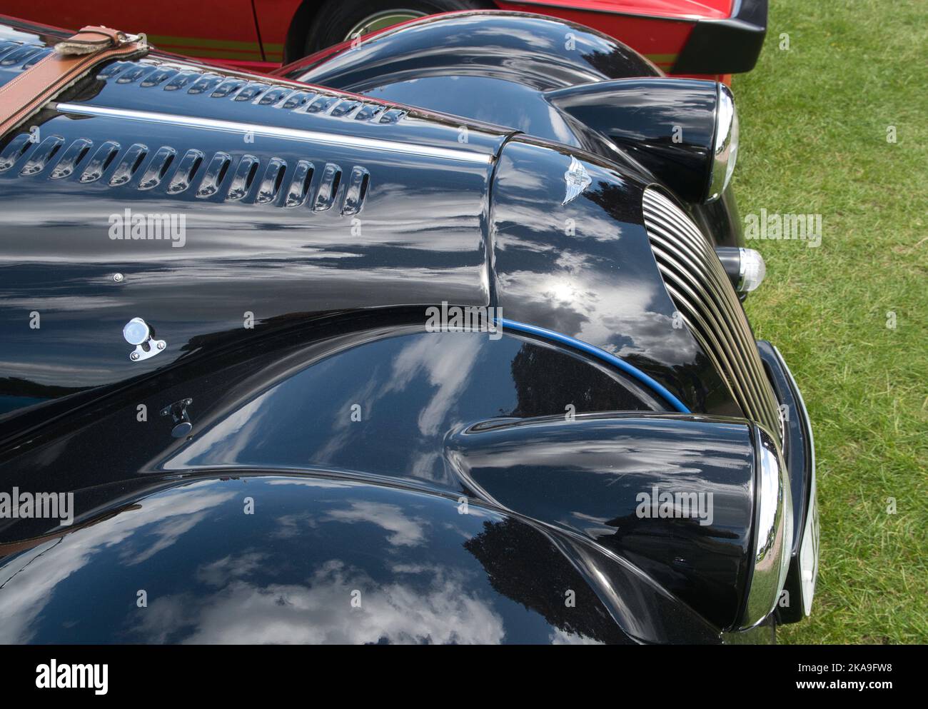 Nahaufnahme eines Morgan bei einem Supercar- und Classic-Wochenende im Mai 2022 im Stonor Park, Henley-on-Thames, Oxfordshire Stockfoto