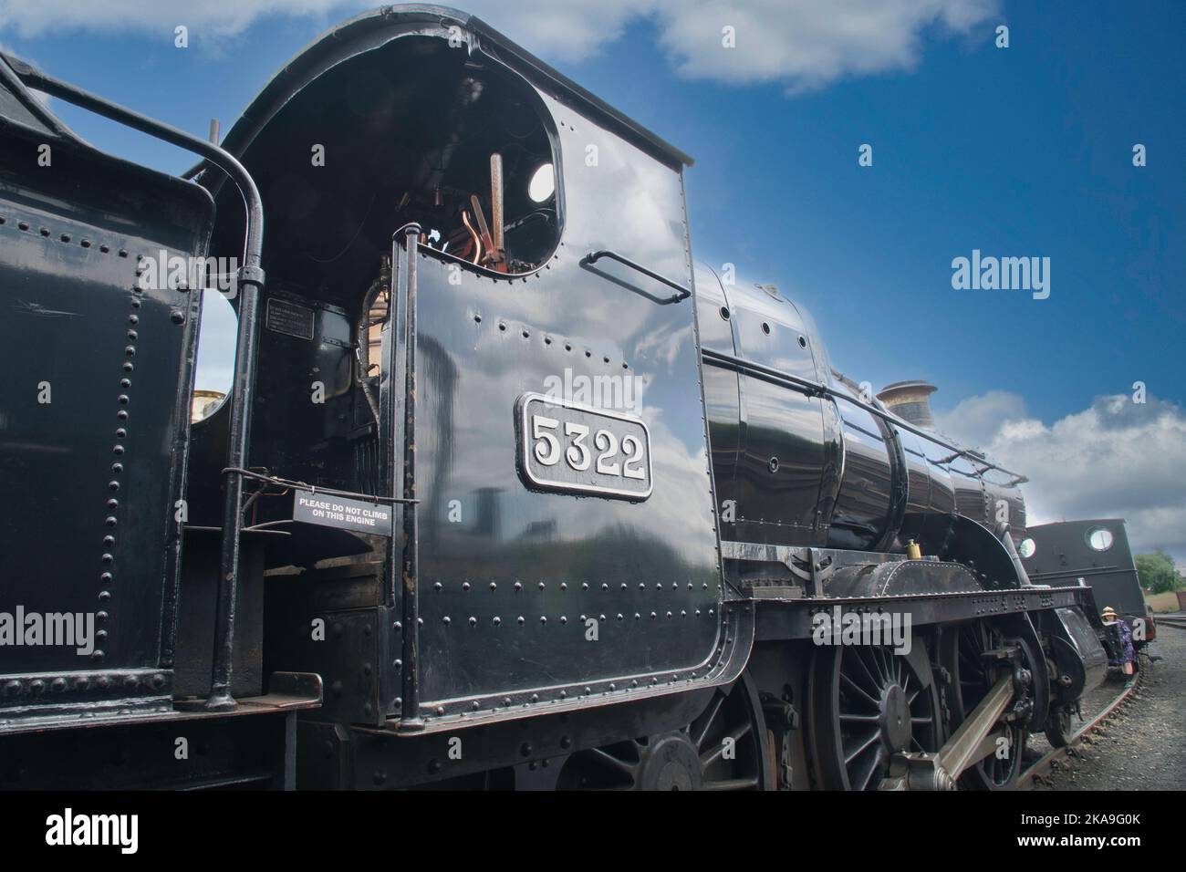 Nahaufnahme der Dampflokomotive Nr.5322 im Didcot Railway Center, Didcot, Oxfordshire Stockfoto