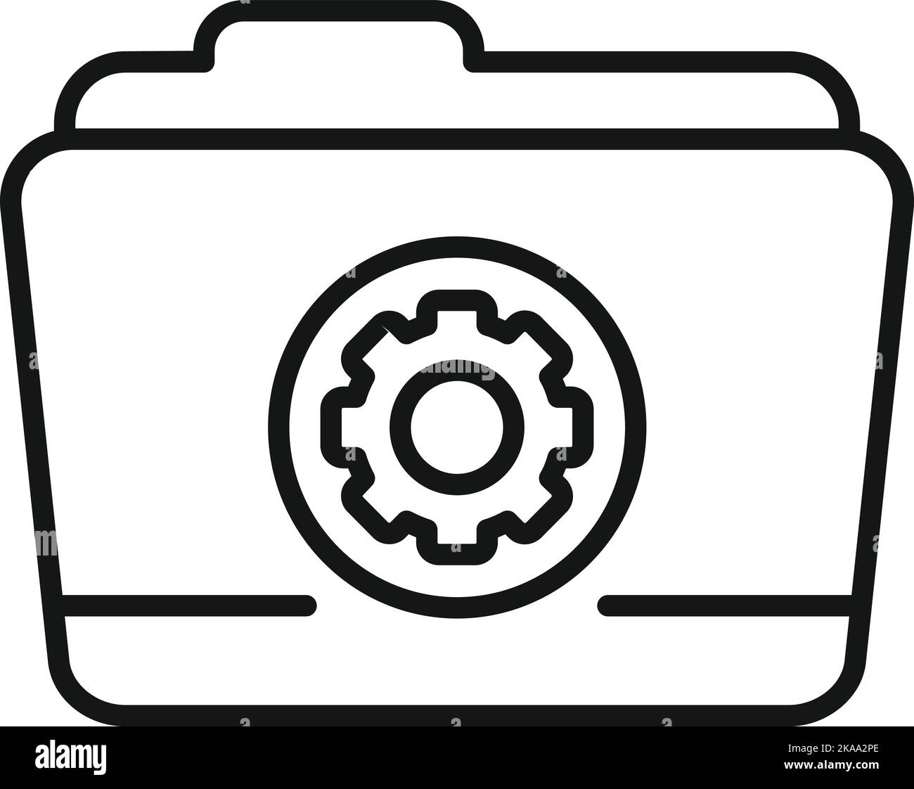 Vektorgrafik für die Kontur des Zahnradsymbols des Ordners. Web-benutzeroberfläche. UX-Seite Stock Vektor