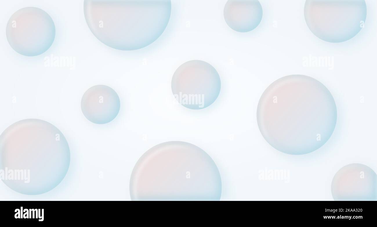 Abstrakt 3D Kugeln Hintergrund in Pastellfarben. Holografische, schwimmende flüssige Blobs, Seifenblasen, Metaballs. Kreativer minimalistischer Buble-Trend mit Farbverlauf Stock Vektor