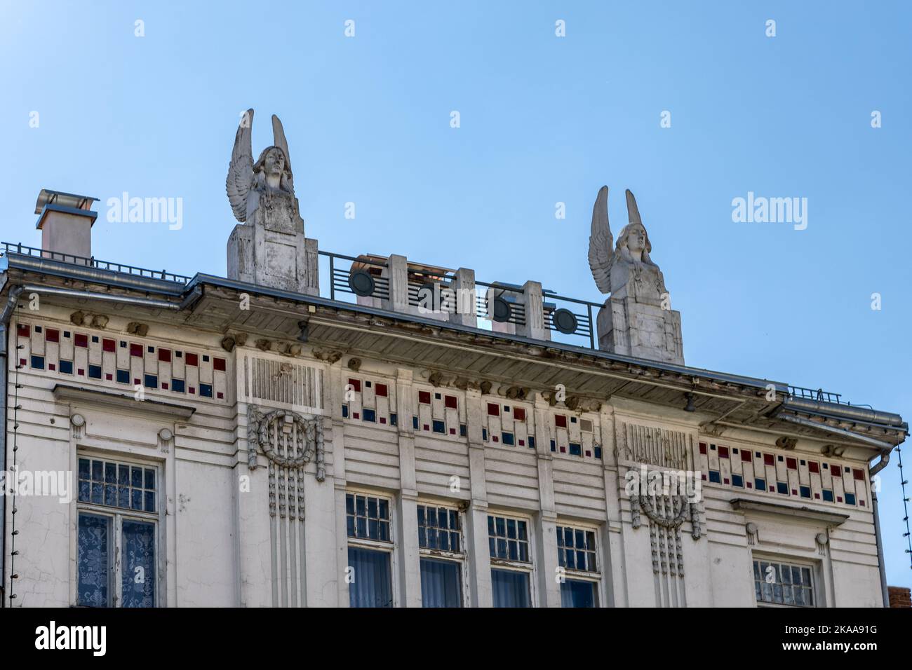 Ljekarne Zagrebačke županije , Ljekarne Zagreb County Pharmacy, Art deco, King Tomislav Square, Trg kralja Tomislava, Samobor, Kroatien Stockfoto