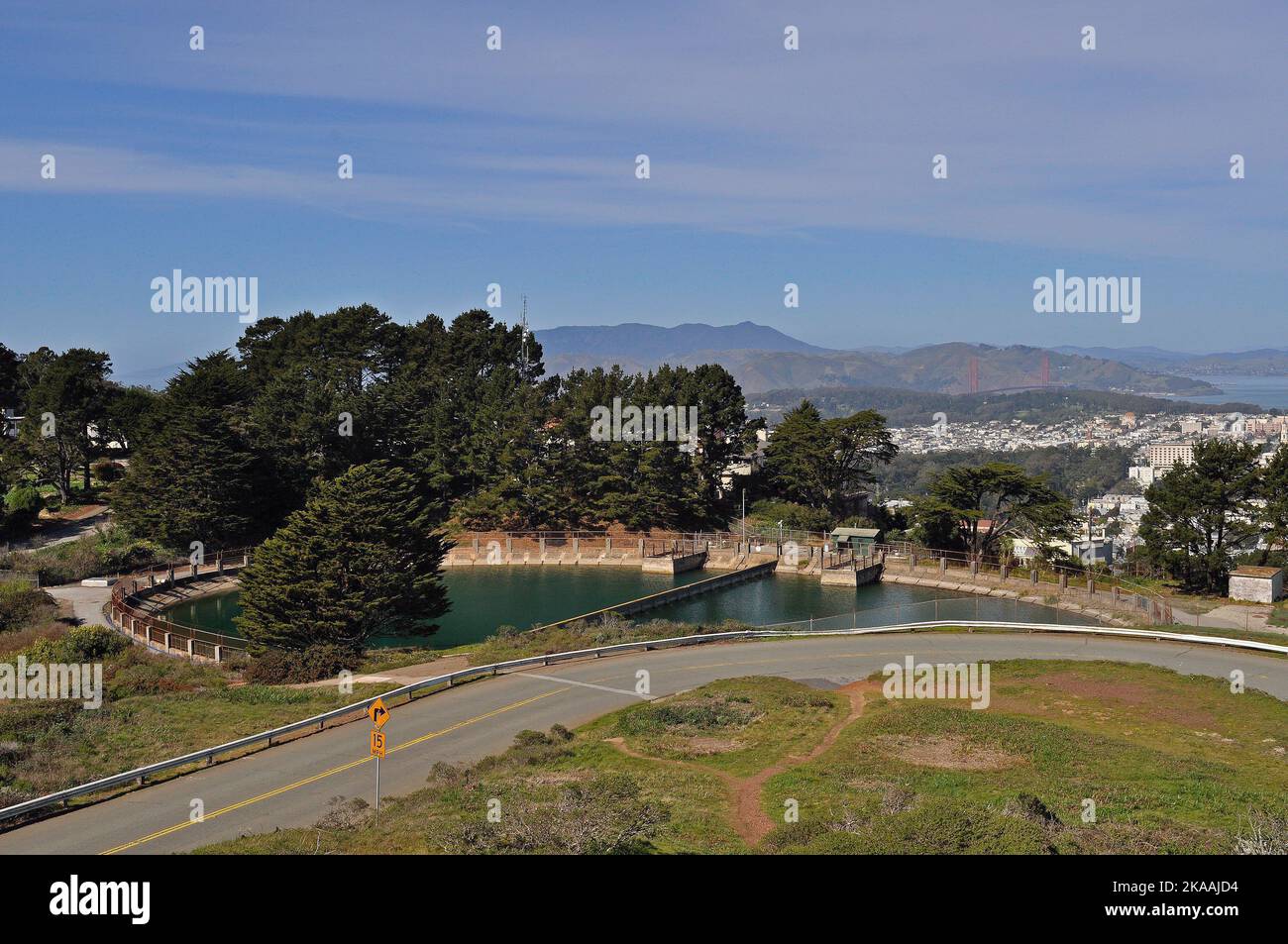 Twin Peaks Zusatzwasserspeicher, San Francisco, Kalifornien Stockfoto