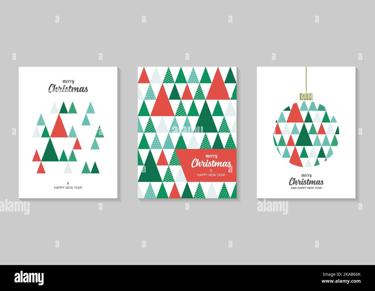 Weihnachts-Geschenkkarten Kollektion. Frohe Weihnachten Grußkarte Set. Vektorgrafik Stock Vektor