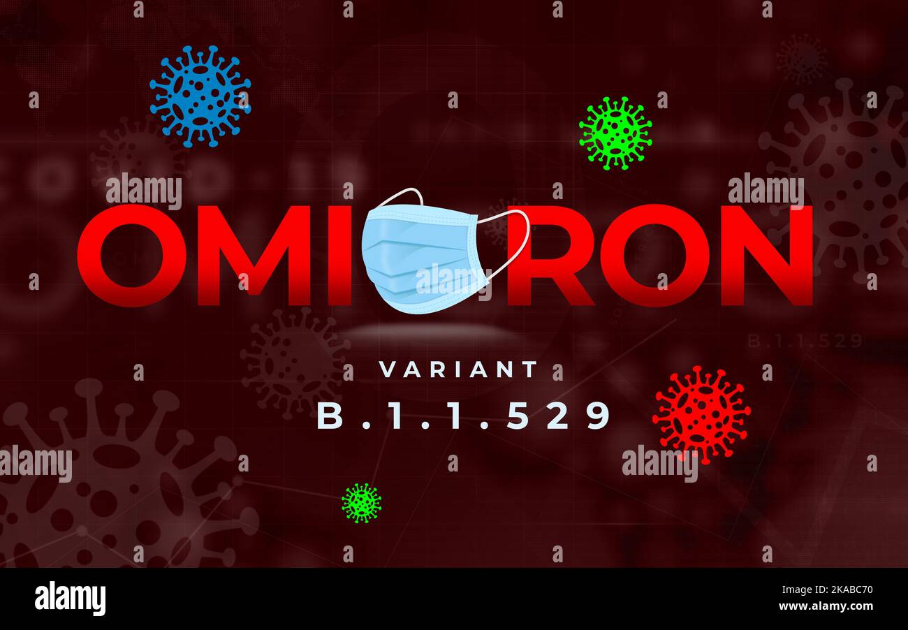 3D Abbildung., B.1.1.529, Hintergrund, Bakterien, Banner, Blau, Business, Karte, Stadt, Konzept, corona, Coronavirus, covid-19, kreativ, Gefahr, Tag, Stockfoto