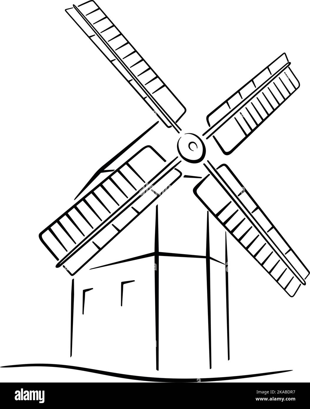 Klassische Windmühle in der Skizze Stock Vektor