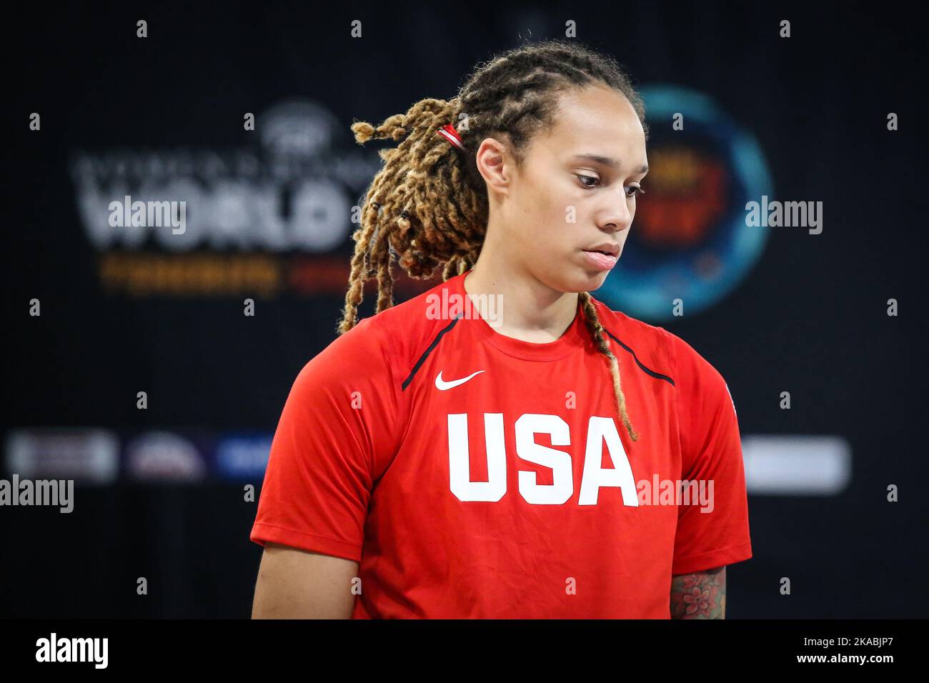 Spanien, Teneriffa, 25. September 2018: Porträt der US-Basketballspielerin Brittney Griner während der Basketball-Weltmeisterschaft der Frauen Stockfoto