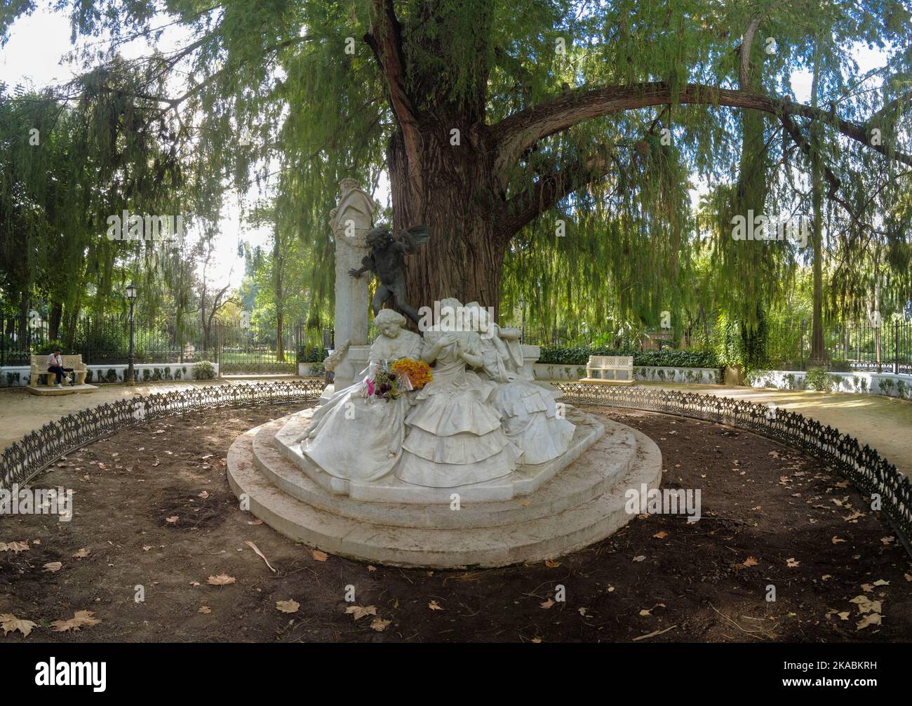 Denkmal für den Dichter Gustavo Adolfo Becquer in der Stadt Sevilla Stockfoto