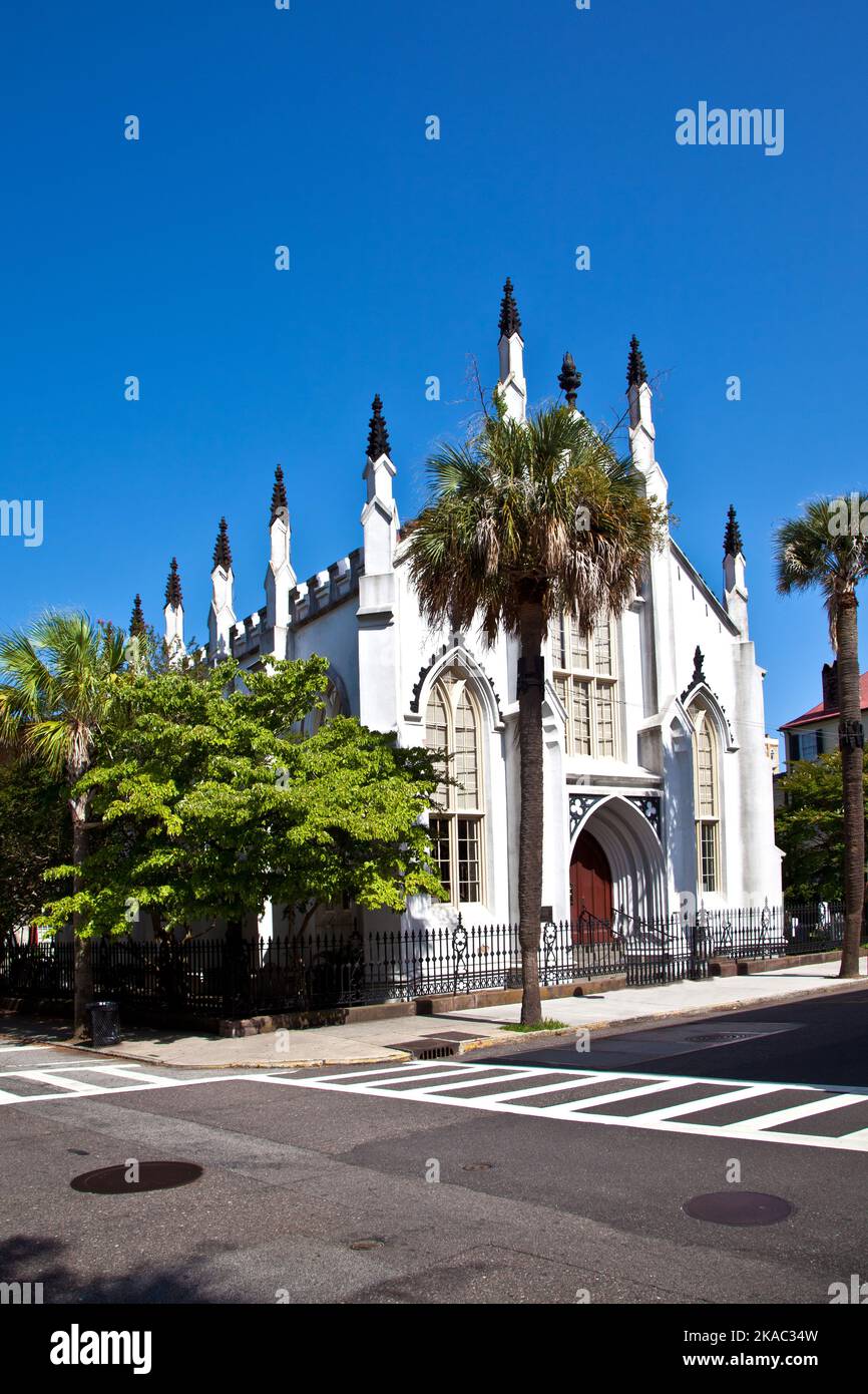 Huguenot Church in Charleston, South Carolina. Dies ist ein nationales historisches Wahrzeichen Stockfoto