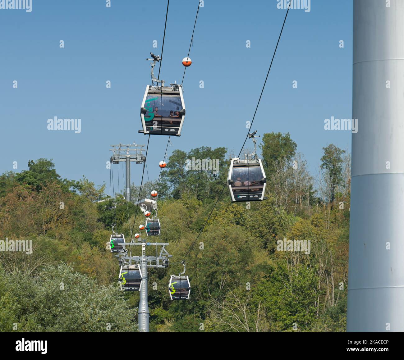 Seilbahn, Gärten der Welt, Marzahn, Berlin, Deutschland Stockfotografie