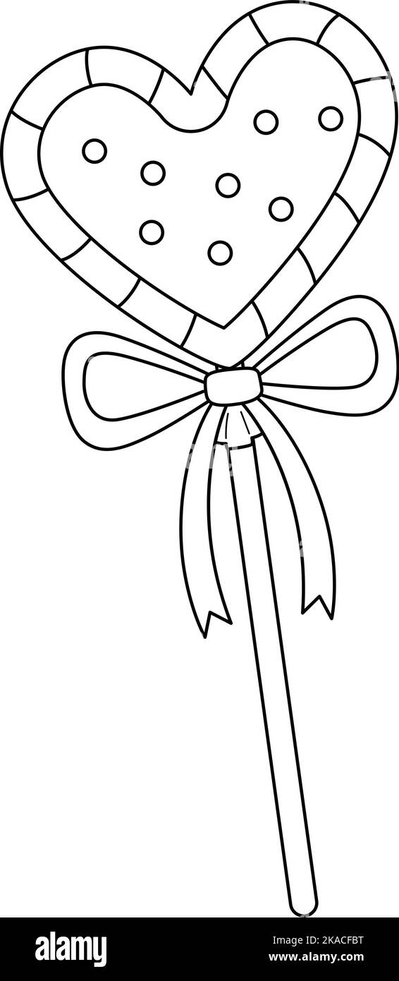 Valentinstag Lollipop Herz Isoliert Färbung Stock Vektor