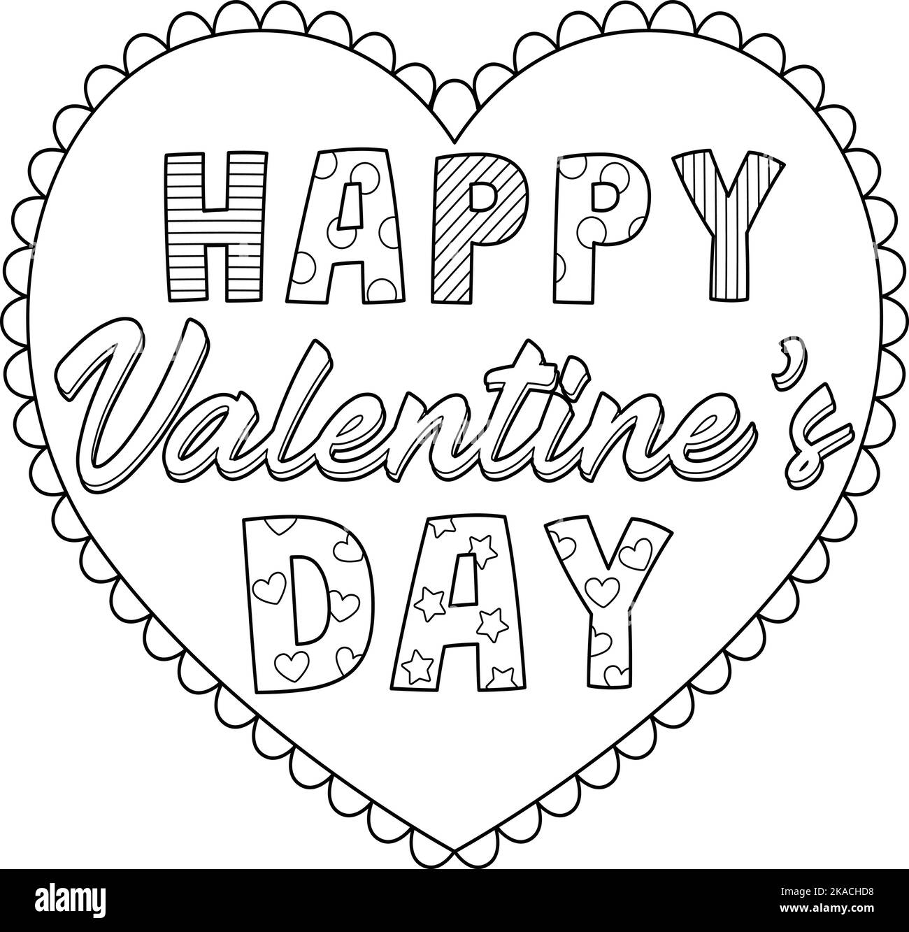Happy Valentines Day Isolated Coloring Page Stock Vektor