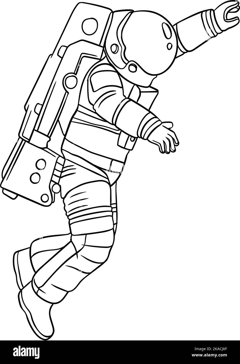 Astronaut isolierte Malseite für Kinder Stock Vektor