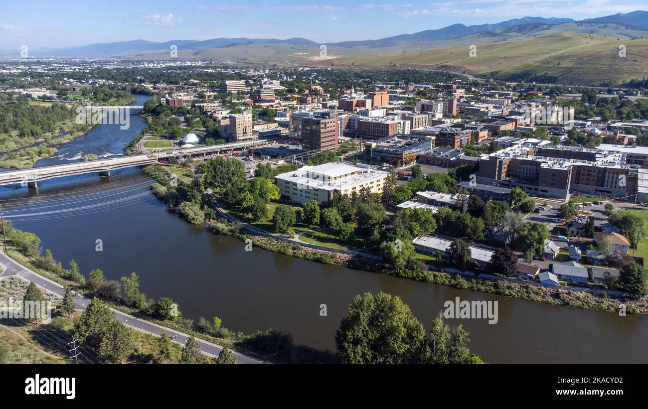 Luftaufnahme von Missoula, Montana, USA Stockfoto