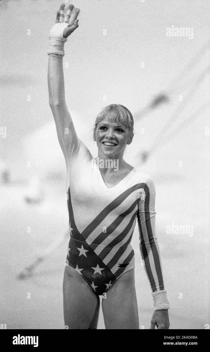 OLYMPIC SUMMERGAMES IN LOS ANGELES USA 1984 MARY LOU RETTON USA Gymnastik-Goldmedaillengewinnerin im Allroundsport und Silber im Team Stockfoto