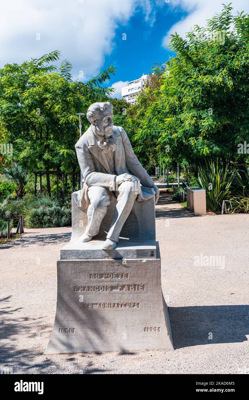 Statue von Francois Fabie im Jardin Alexandre 1er Garten, Toulon, Frankreich Stockfoto