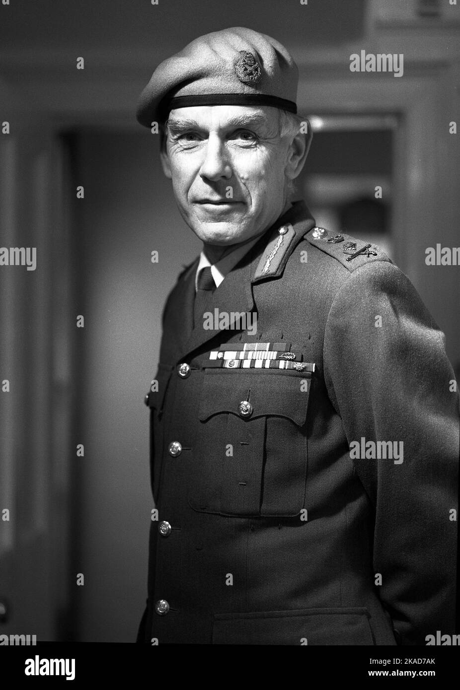 General Sir Peter Edgar de la Cour de la Billière ehemaliger Offizier der britischen Armee, Direktor der SAS während der Belagerungszeit der iranischen Botschaft und Oberbefehlshaber der britischen Streitkräfte während des Golfkrieges. Foto: Gilbert Adams / Tony Henshaw Archive Stockfoto