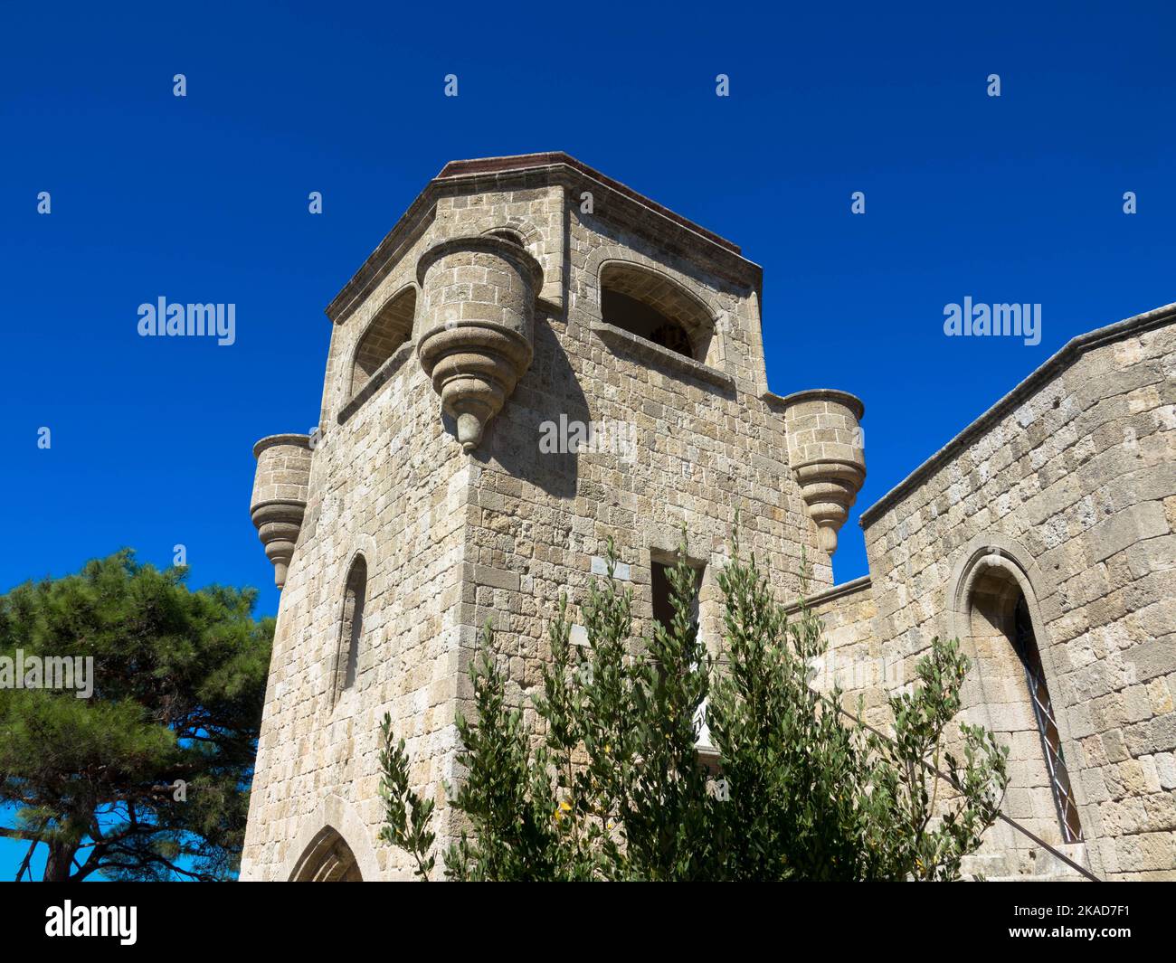 Das byzantinische Kloster Panagia Filerimos liegt auf einem Hügel oberhalb von Ialyssos. Rhodos-Insel, Griechenland Stockfoto