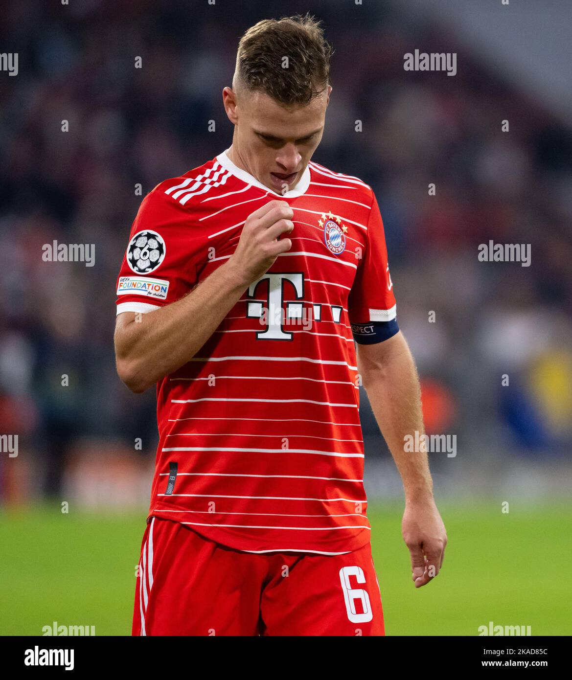 01. November 2022, Bayern, München: Fußball: Champions League, Bayern München - Inter Mailand, Gruppenphase, Gruppe C, Matchday 6 in der Allianz Arena. Joshua Kimmich aus München in Aktion. Foto: Sven Hoppe/dpa Stockfoto
