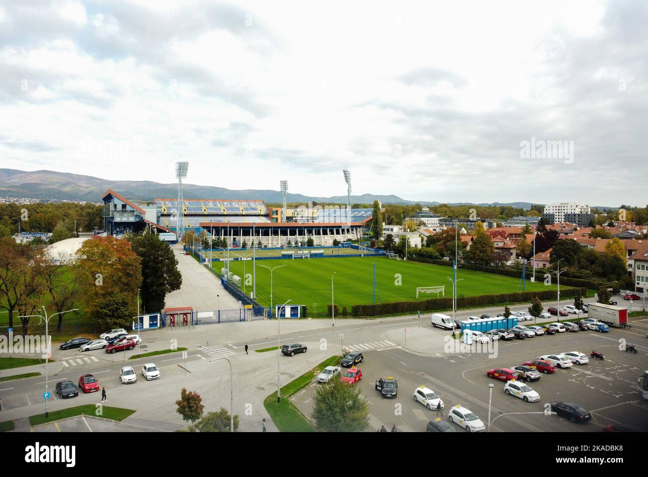 Luftaufnahme des Maksimir-Stadions, Heimat des GNK Dinamo Zagreb, am 20. Oktober 2022 in Zagreb, Kroatien. Foto: Luka Stanzl/PIXSELL Stockfoto