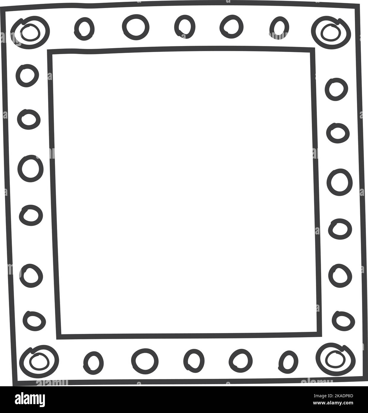 Quadratischer Rand mit Doodle-Muster. Leerer Bilderrahmen Stock Vektor