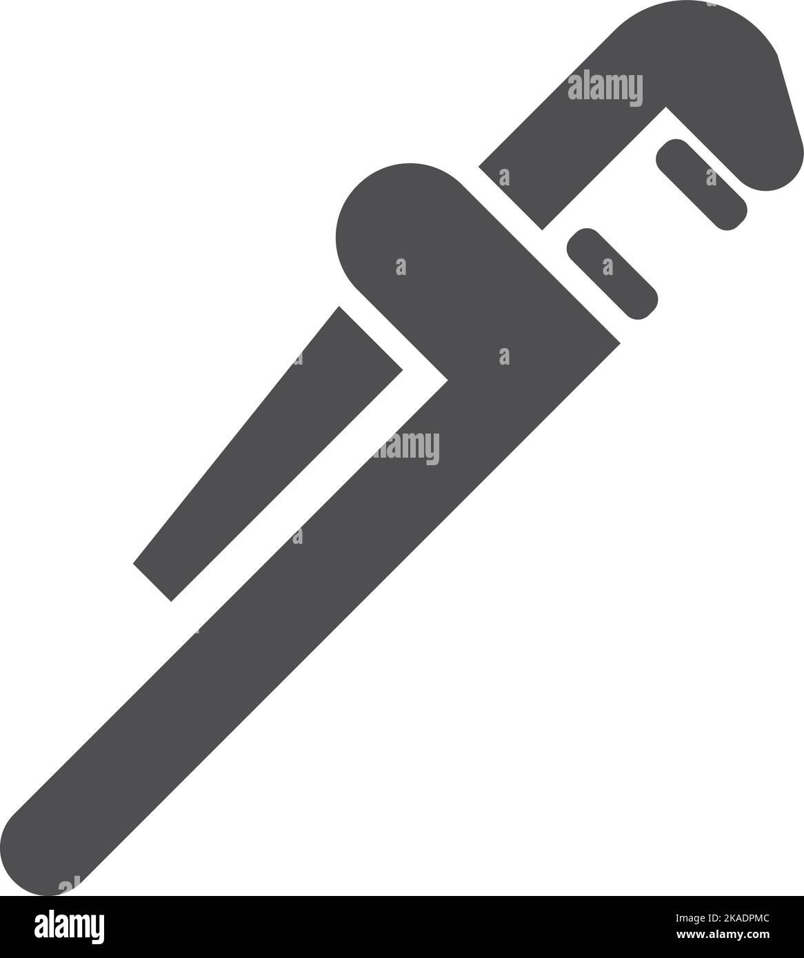 Klempnerschlüssel. Schwarzes Symbol für das Werkzeug zur Rohrreparatur Stock Vektor