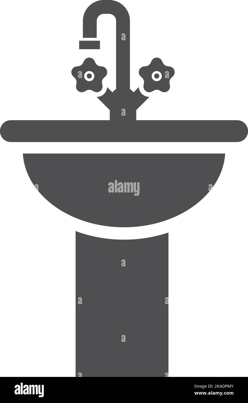 Symbol für Waschbecken im Badezimmer. Symbol für schwarze Sanitärmöbel Stock Vektor
