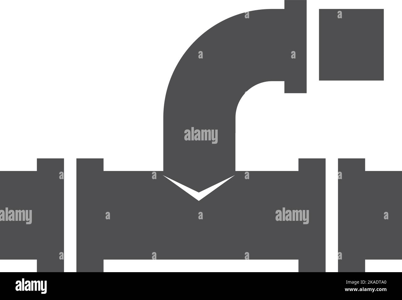 Schwarzes Symbol für Rohrverschraubung. Pipeline-T-Symbol Stock Vektor