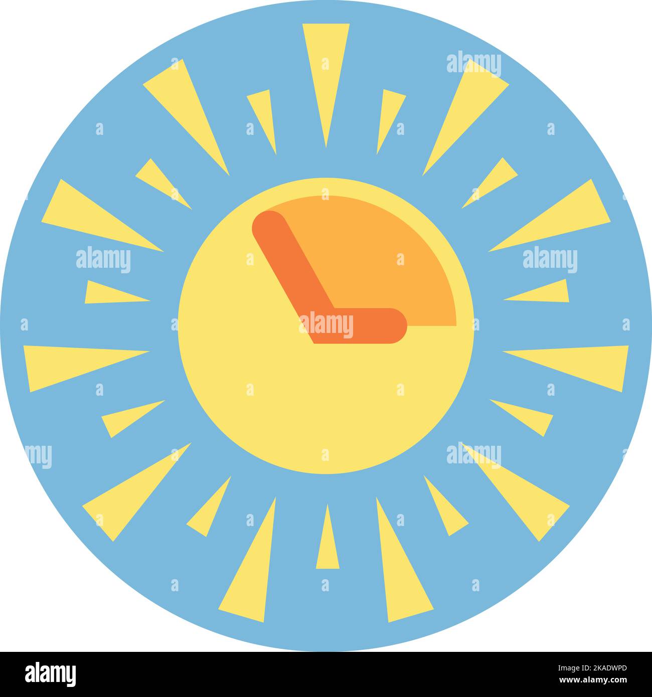 Symbol „Heizzeit“. Sonnensymbol. Heiße Uhr Stock Vektor