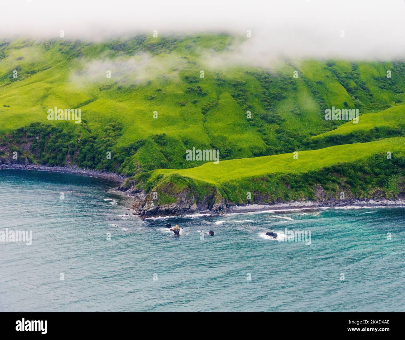 Luftaufnahme der abgelegenen Kodiak Island; de Havilland; Beaver; Wasserflugzeug; Alaska; USA Stockfoto