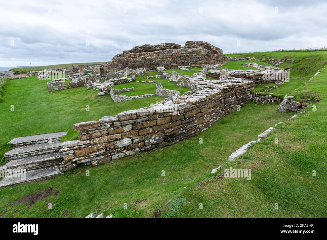 Tower of Strength, Broch of Gurness, Broch Village aus der Eisenzeit, Festland, Orkney-Inseln, Schottland, Großbritannien Stockfoto