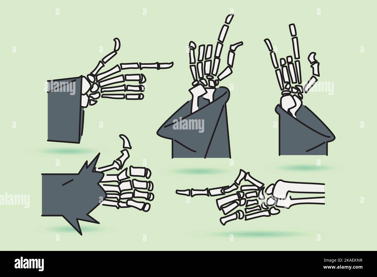 Knochenhandschild, halloween Clip Art im flachen Design Stock Vektor