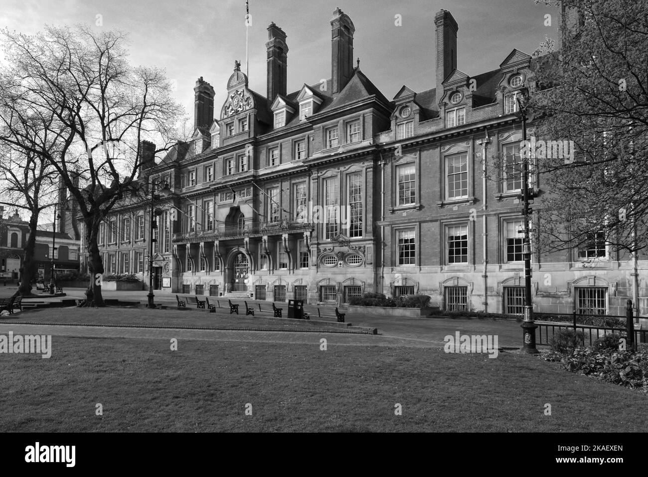 Das Rathausgebäude in den Rathausplatz-Gärten, Leicester City, Leicestershire, England; Großbritannien Stockfoto