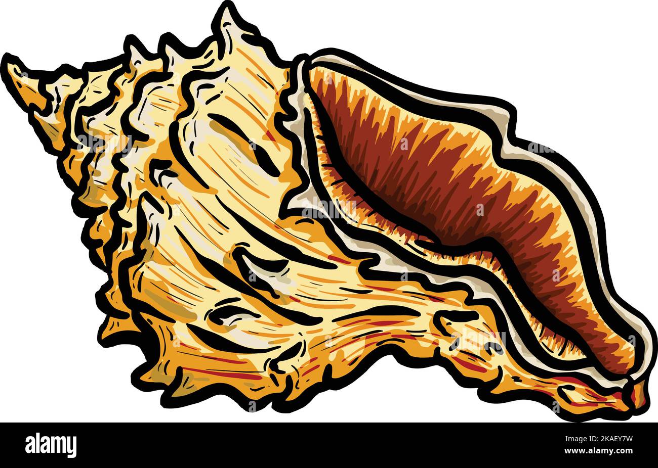 Conch Sea Schnecke Shell Umriss Cartoon Style Logo Design im Vektor Stock Vektor