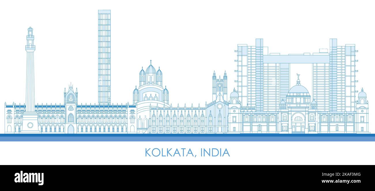 Skizzieren Skyline Panorama der Stadt Kalkata, Indien - Vektor-Illustration Stock Vektor