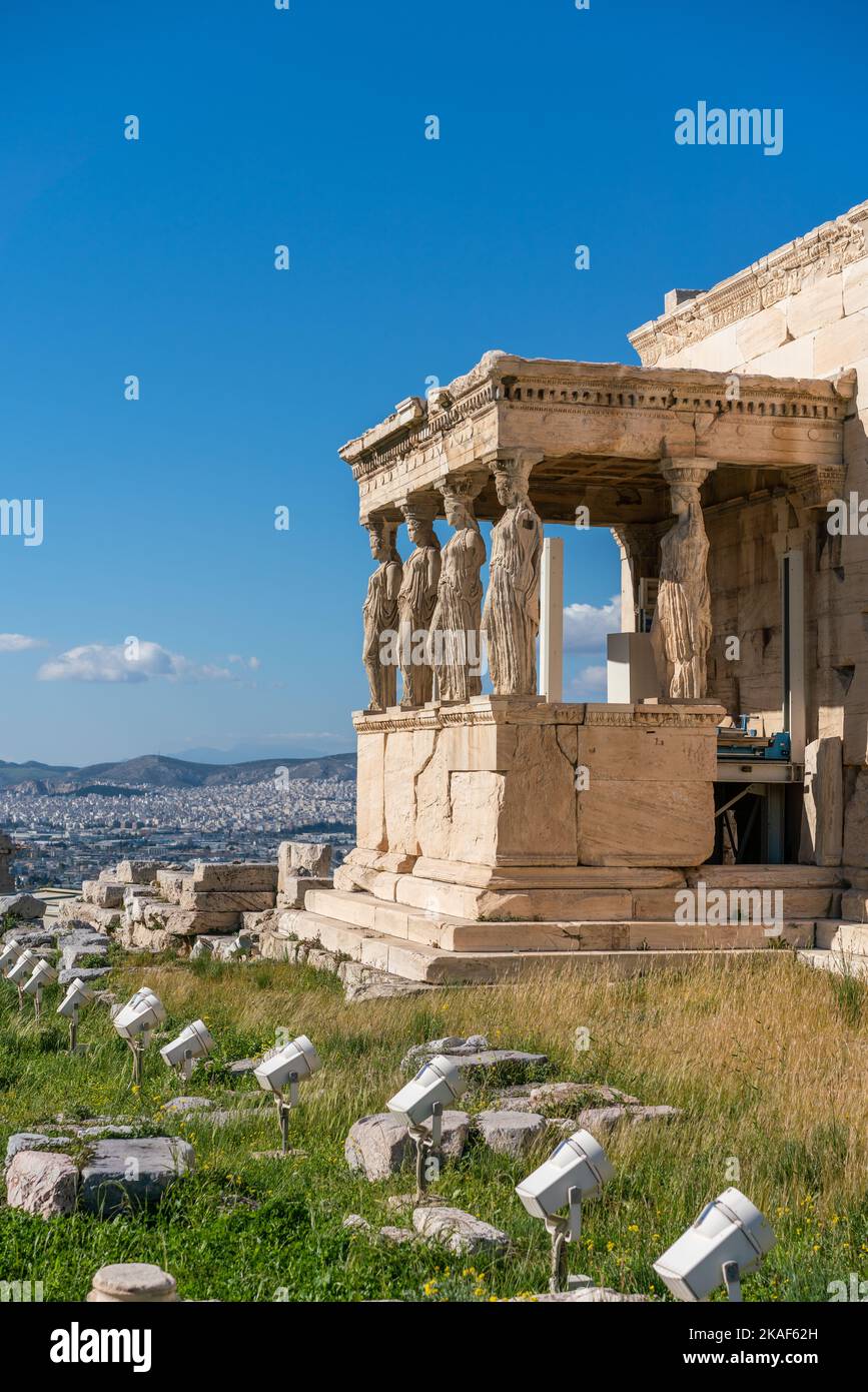 Details von Erechtheion in Athen von Griechenland, Akropolis Stockfoto